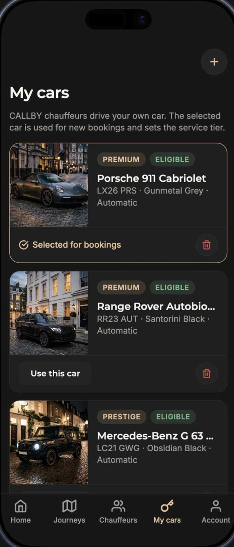 My cars: the cars our chauffeurs drive for you